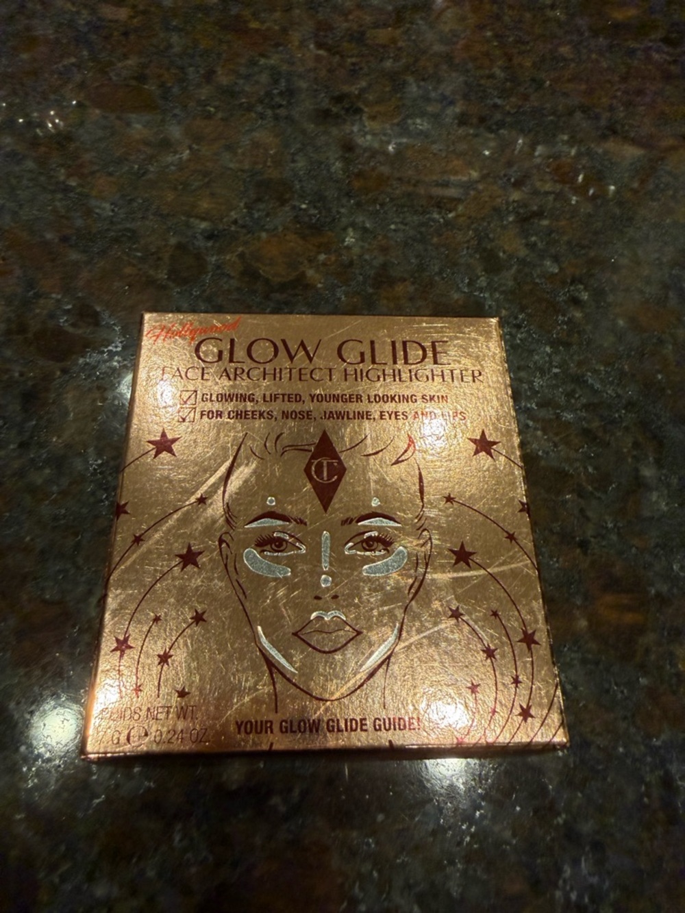 NIB! Charlotte Tilbury Glow Glide Face Architect Highlighter - Rose Gold